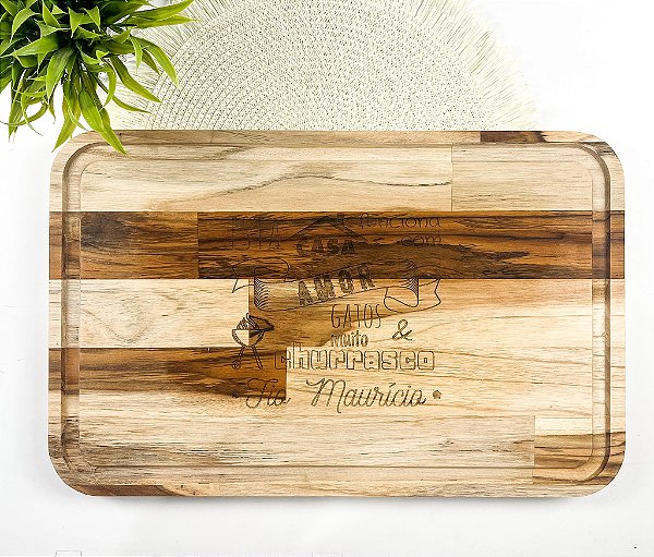 Tábua do Chef em Madeira Teca Retangular Personalizada