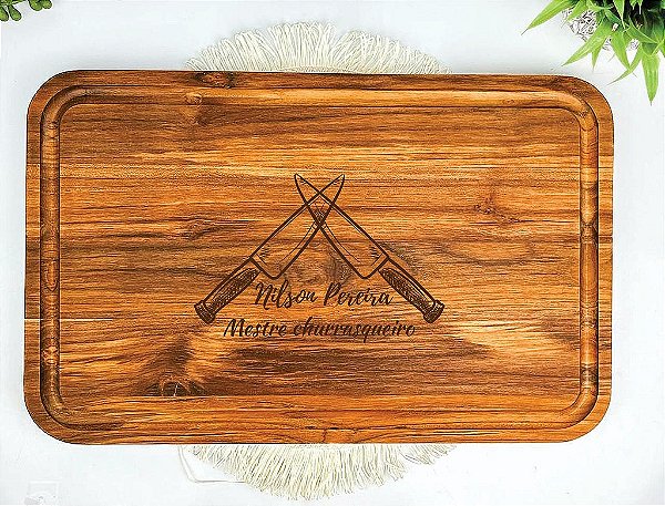 Tábua do Chef em Madeira Teca Retangular Personalizada