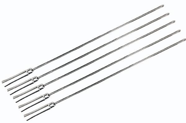 5 Espetos em Inox C/ Cabo Revestido em Alumínio Personalizados