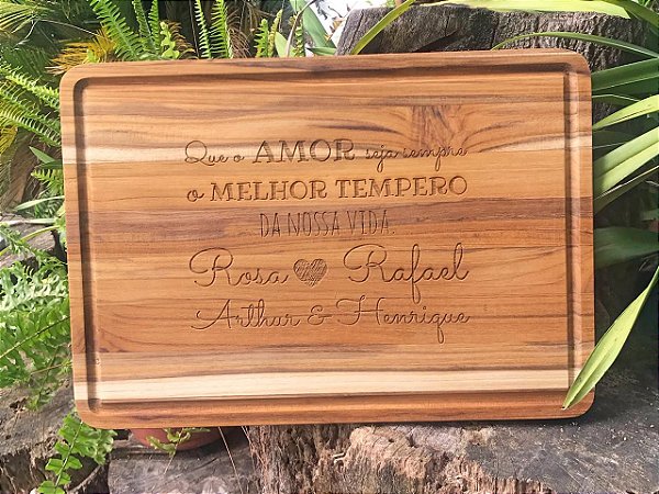 Tábua de Corte em Teca 38x26,5cm Personalizada