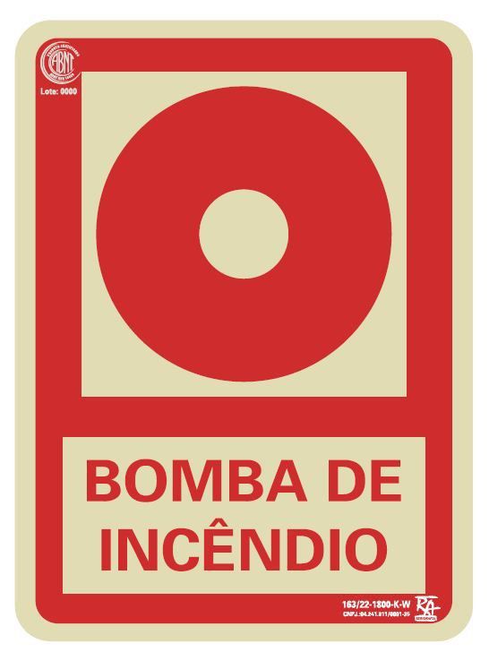 PLACA BOTOEIRA BOMBA DE INCENDIO