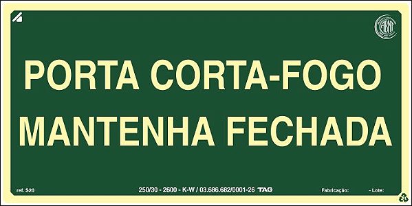PLACA PORTA CORTA FOGO