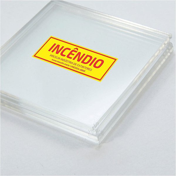 VIDRO ACRILICO 20X20 PARA ABRIGOS DE HIDRANTE COM ADESIVO