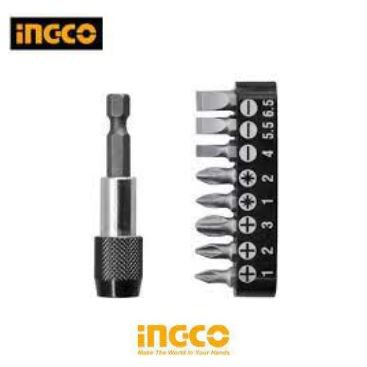 JOGO DE BITS COM ADAPTADOR MAGNÉTICO INGCO 9 PEÇAS