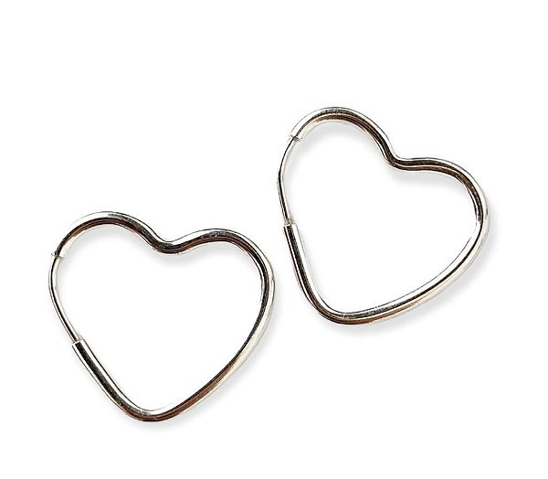 Brinco Argola Coração - Prata 925