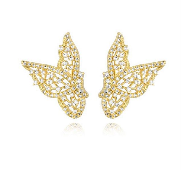 Brinco Borboleta Cravejado