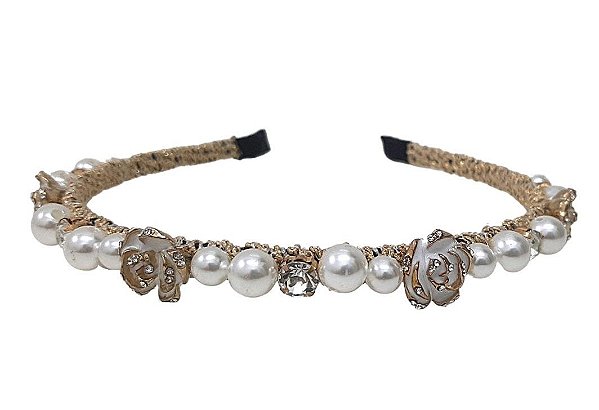 Tiara Rosas e Pérolas