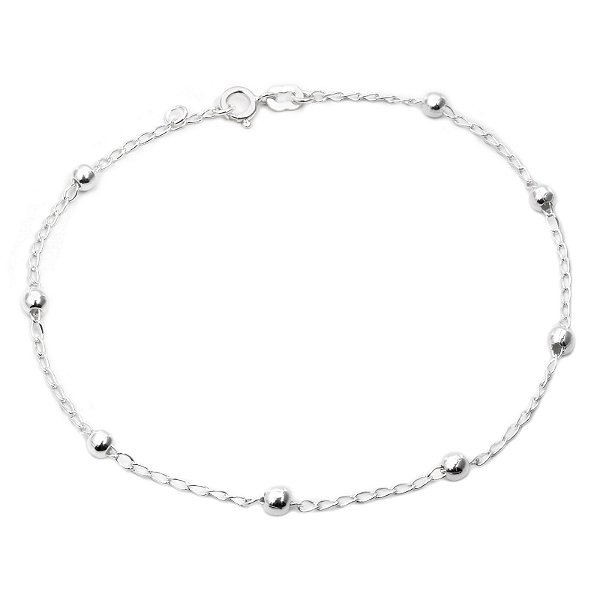 Tornozeleira Bolinhas - Prata 925