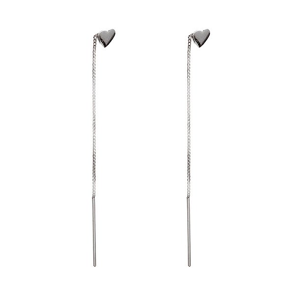 Brinco Corrente Coração - Prata 925