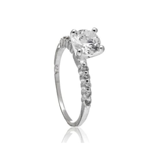 Anel Solitário Cravejado - Prata 925