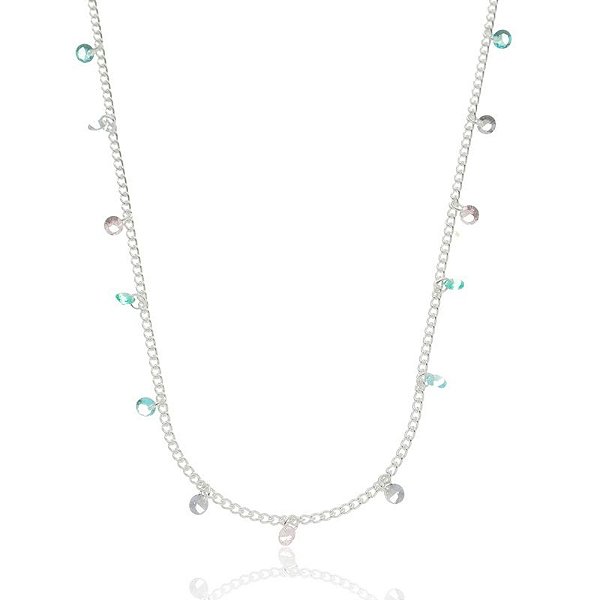 Colar c/ Zircônias Coloridas - Prata 925