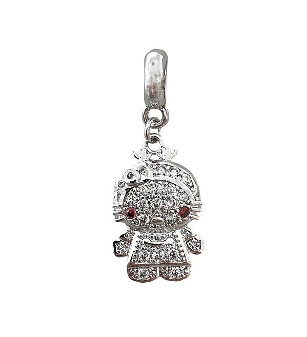 Berloque Gatinha Ródio Branco