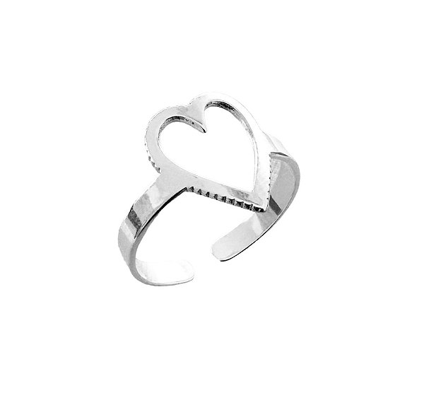 Anel Coração Ajustável - Prata 925