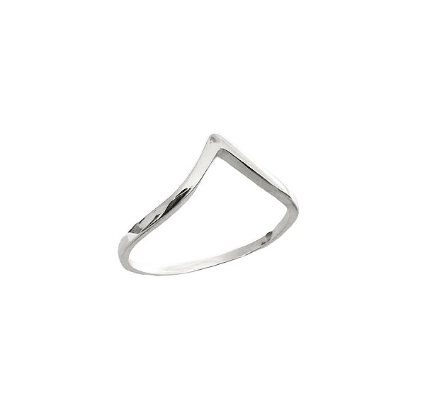 Anel V Liso - Prata 925