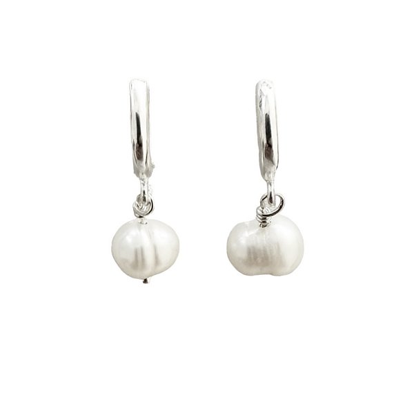 Brinco Argola Pérola - Prata 925