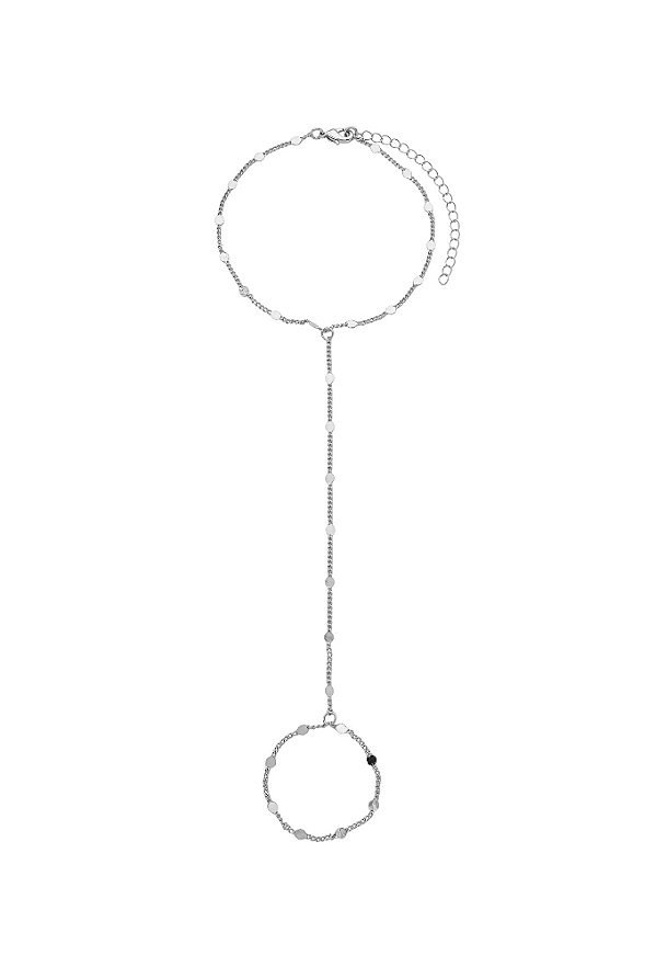 Hand Chain Chapinha Ródio Branco