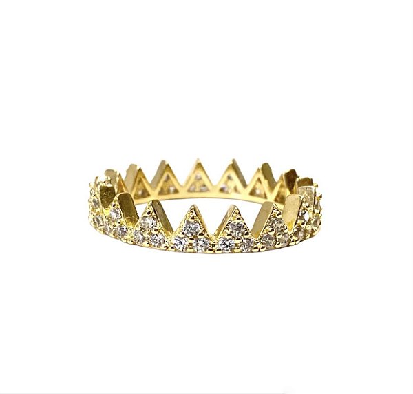 Anel Triângulos Cravejado