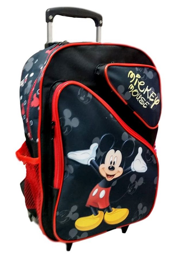 Mochila Escolar Mickey Mouse Com Carrinho De Rodinhas