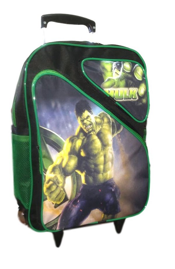 Mochila Escolar Hulk Com Carrinho de Rodinhas