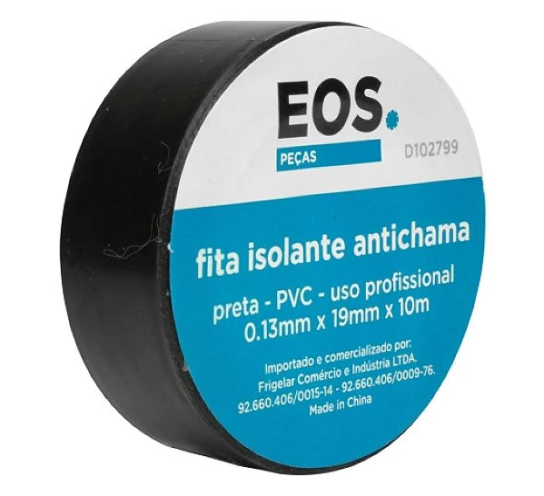 Fita Isolante EOS 10Mx19mm Elétrica Preta (Kit 10 Unidades)