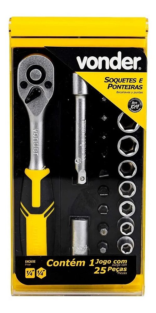 Soquete Jogo 1/4 04 a 13mm 25pçs Vonder