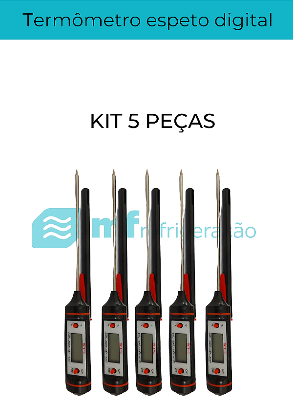 Termômetro Culinário Digital Espeto Kit com 5 pçs
