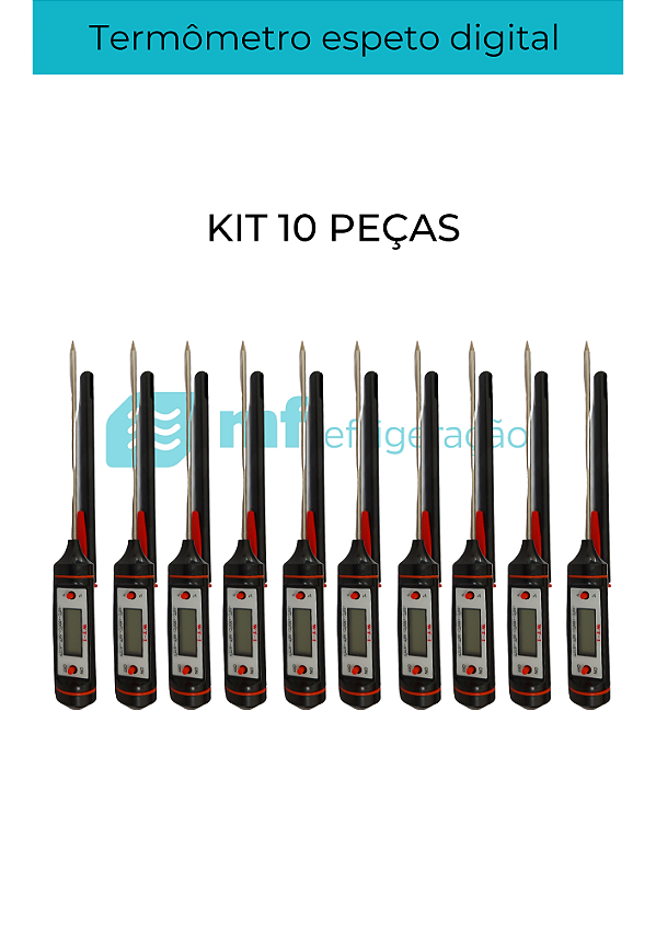 Termômetro Culinário Digital Espeto Kit com 10 pçs