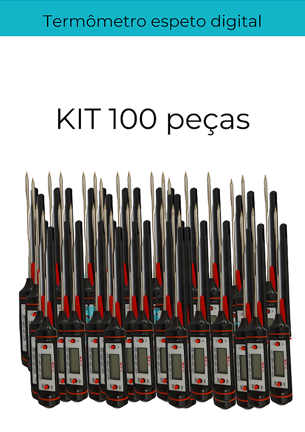 Termômetro Culinário Digital Espeto Alimento kit 100pçs