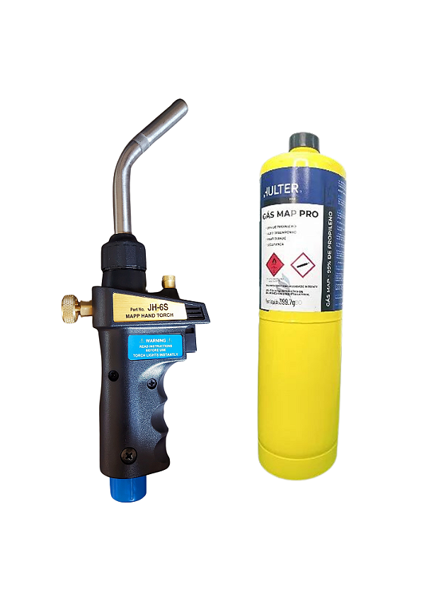 Kit Maçarico Acendimento Automático Turbo Torch + gas map