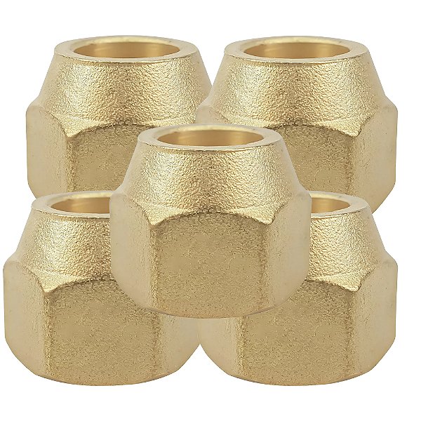 Kit 5 Pçs Porca Flare 3/4 Forjada Alta Pressão 800 Psi Ar Condicionado