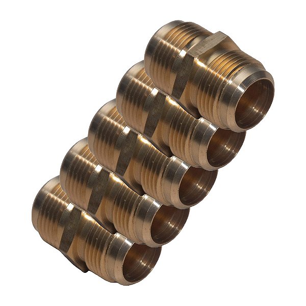 Kit 5 Pçs União Reta Flare 7/8 Latão Forjado Alta Pressão 800 Psi