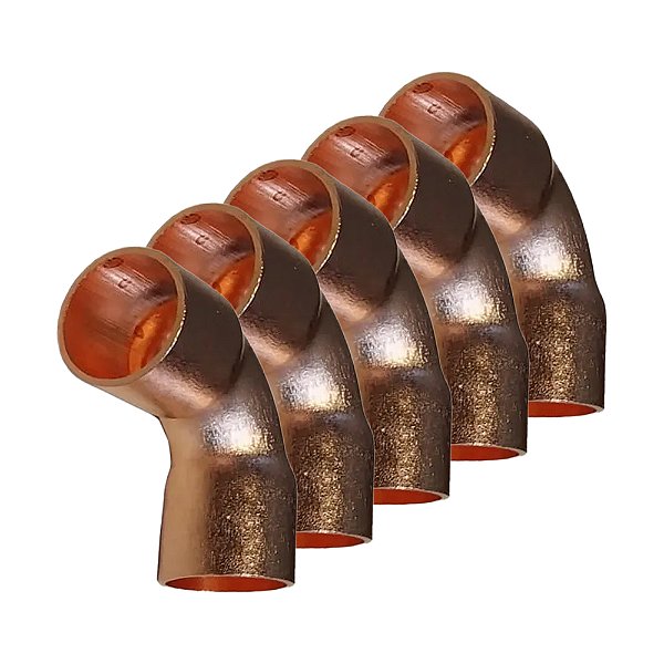 Kit 5 Pçs Curva 90º 3/8 Para Solda Latão Forjado Ar Condicionado