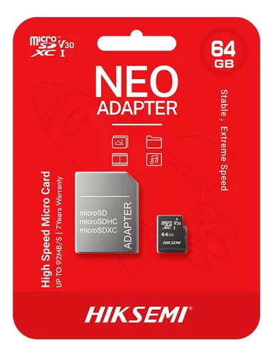 Cartao De Memoria 64GB Class 10HSI Micro HSTFC164GADAPTER Hiksemi