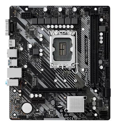 Placa Mãe Desktop Intel Lga 1700 H610MHVS M2 DDR4 12 e 13 GERACAO Asrock