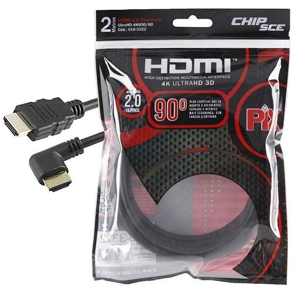 Cabo Hdmi 2M 4k 90 graus Pix