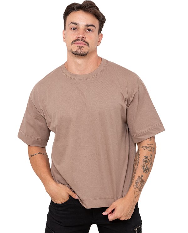 Camiseta Boxy Masculino Castanho