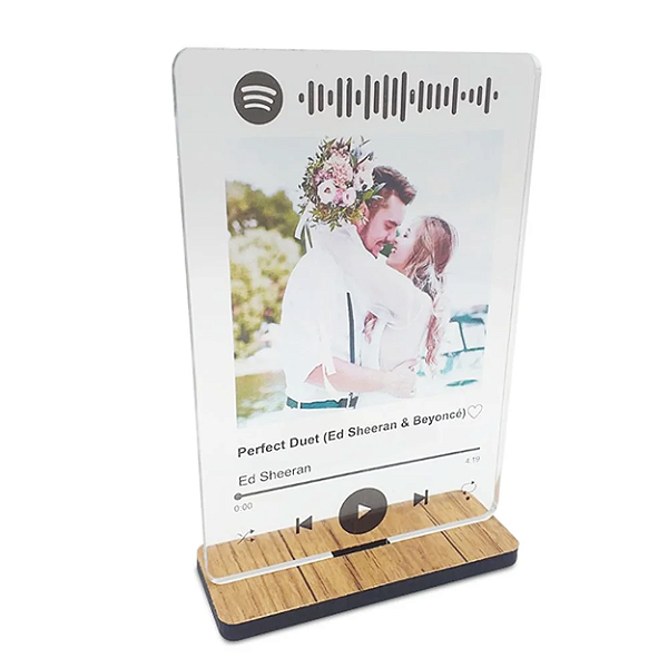 Placa Spotify de Acrílico c/ Base de MDF - 10x15cm