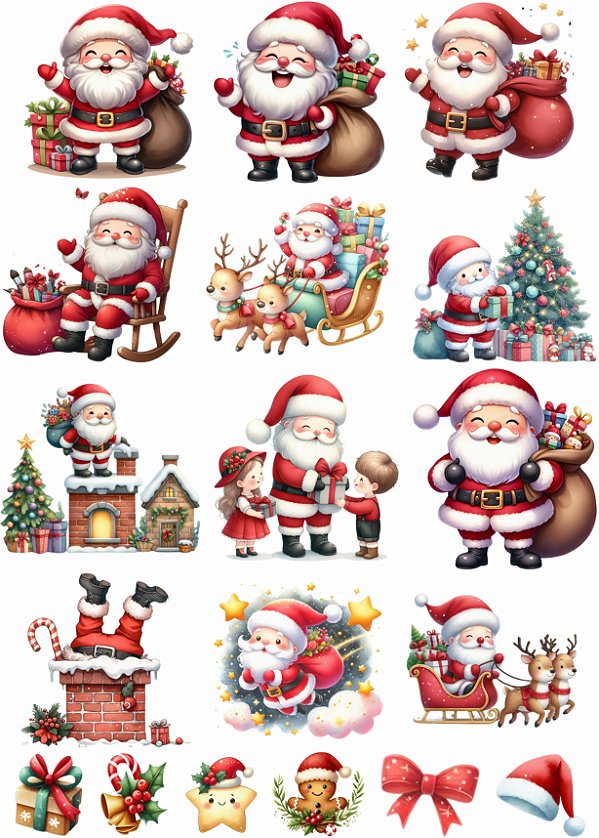 Cartela DTF UV A4 - Tema: NATAL 1 - Adesivo para produtos rígidos