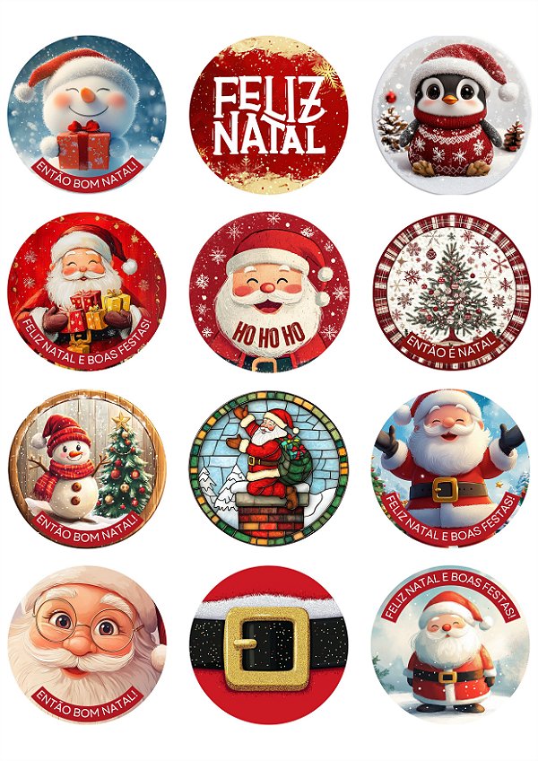 Cartela DTF UV A4 - Tema: NATAL 4 - Adesivo para produtos rígidos