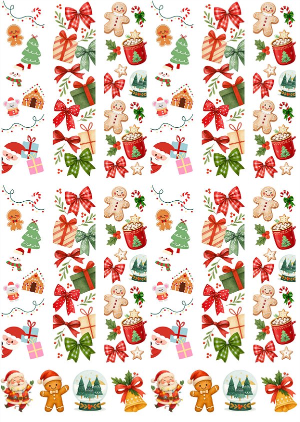 Cartela DTF UV A4 - Tema: NATAL 7 (MARCA PAGINAS) - Adesivo para produtos rígidos