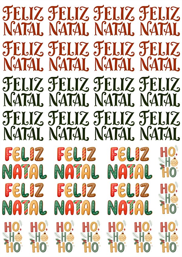 Cartela DTF UV A4 - Tema: NATAL 8 - Adesivo para produtos rígidos