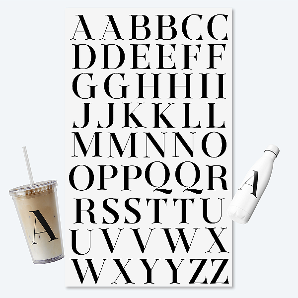 Cartela DTF UV 30X50- Tema: ALFABETO - Adesivo para produtos rígidos