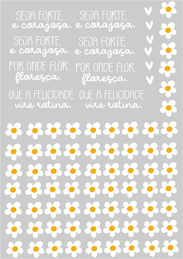 Cartela DTF UV A4 - Tema: MARGARIDA - Adesivo para produtos rígidos