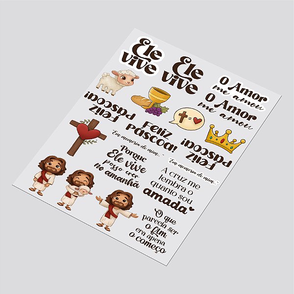 Cartela DTF UV A4 - Tema: PASCOA 6 - Adesivo para produtos rígidos