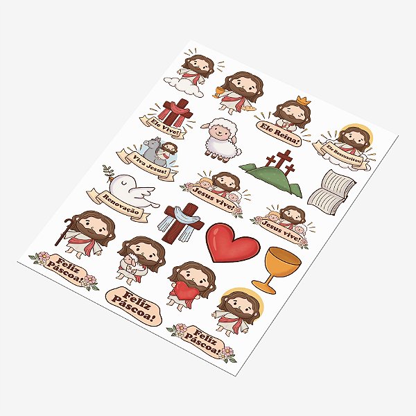 Cartela DTF UV A4 - Tema: PASCOA 5 - Adesivo para produtos rígidos