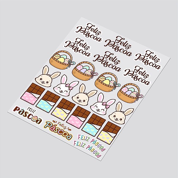 Cartela DTF UV A4 - Tema: PASCOA 4 - Adesivo para produtos rígidos