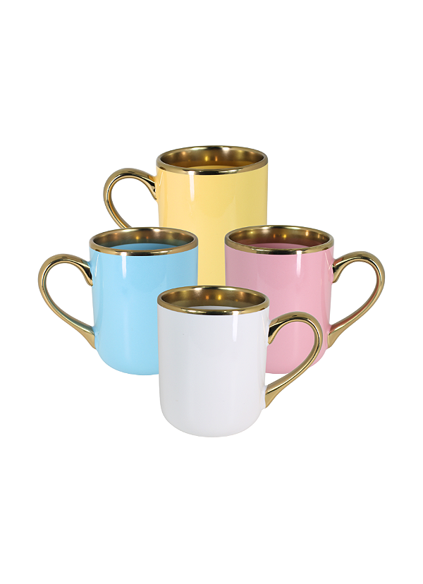 Caneca Imperial 325 ml alça e borda dourada