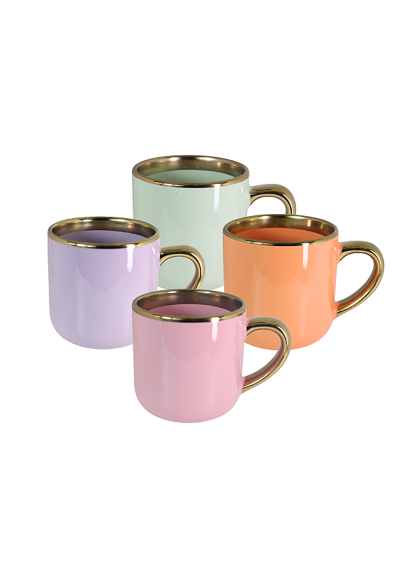 Caneca Imperial 400 ml alça e borda dourada