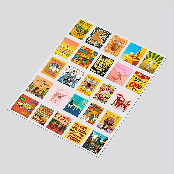 Cartela DTF UV A4 - Tema: BRASILIDADES 2 - Adesivo para produtos rígidos