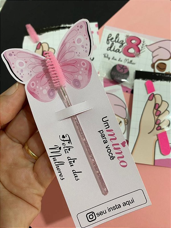Card com Escovinha para cílios Dia das mulheres - 10 unidades